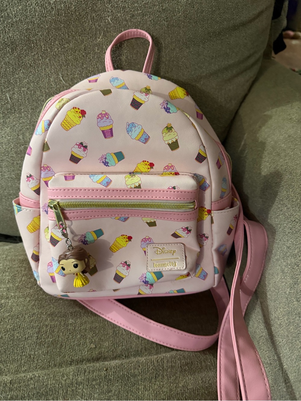 Loungefly Pink Ice Cream & Cupcake Mini Backpack with Belle Charm